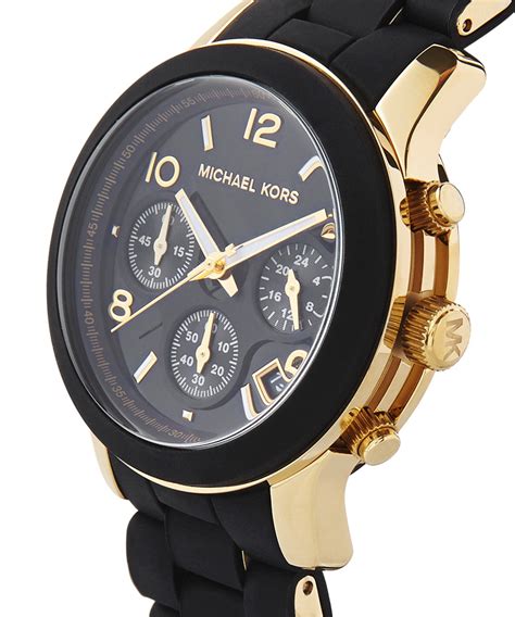 michael kors black silicone wristband gold tone watch|Michael Kors gold watch price.